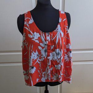 Love Fire Top (never worn) - casual cropped swing button front tank top